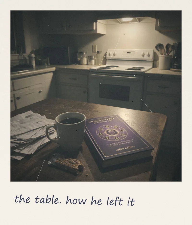 Ellie's photo of her kitchen table with the book where he left it